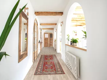 Red Geometric Kazak Handmade Runner Rug 3x10