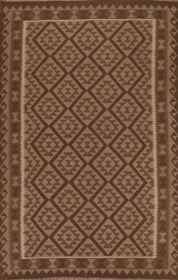Hand Woven Brown Kilim Area Rug 7x10