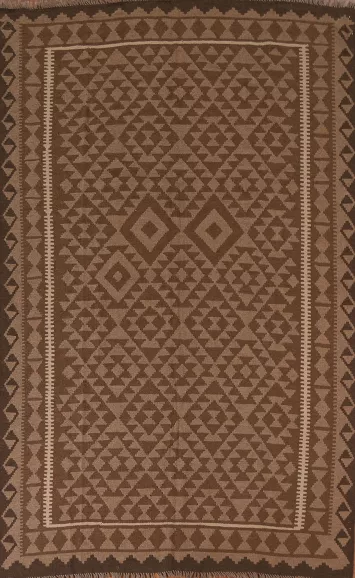 Tribal Brown Kilim Wool Area Rug 7x10