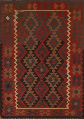 Geometric Kilim Wool Area Rug 5x6