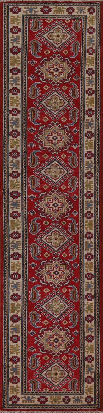 Geometric Kazak Oriental Runner Rug 2x10