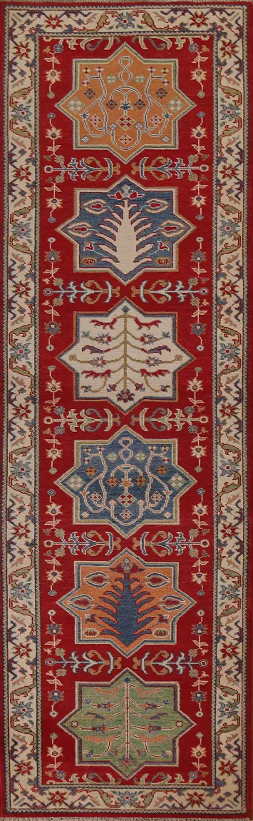 Handmade Kazak Oriental Runner Rug 3x10