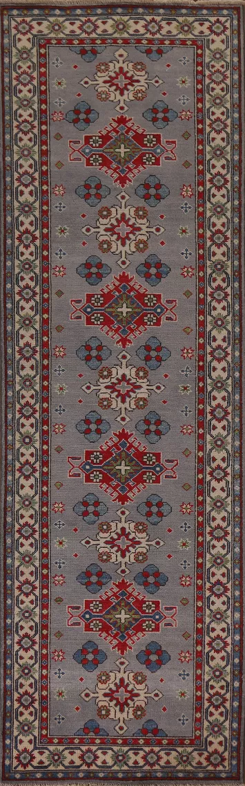 Handmade Wool Kazak Oriental Runner Rug 3x10