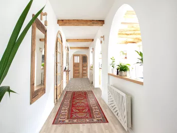 Geometric Kazak Red Wool Runner Rug 3x10