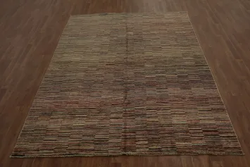 Add Subtle Textured Modern Gabbeh Kashkoli Area Rug 7x10