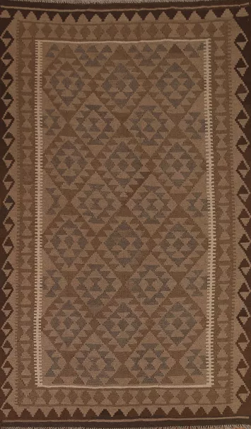 Brown Kilim Geometric Area Rug 5x8