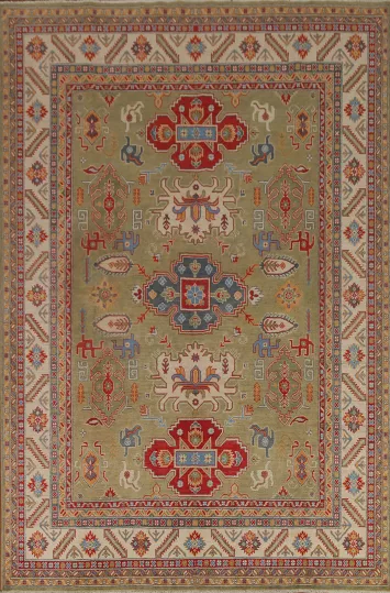 Green Geometric Kazak Area Rug 8x10
