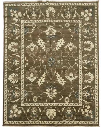 Elegant Brown Floral Rug with Classic Borders for Luxurious Décor 8'x10'