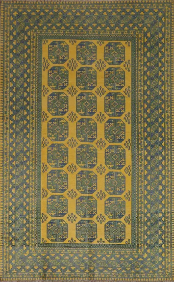 Green/ Yellow Kazak Oriental Area Rug 7x9
