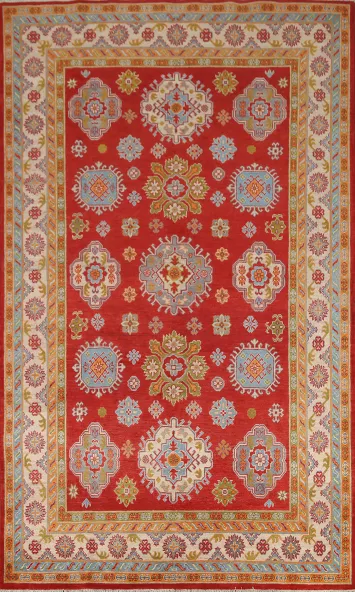 Red Wool Kazak Handmade Area Rug 7x10