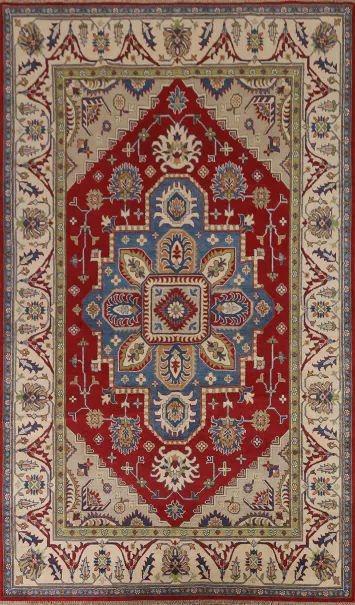 Geometric Kazak Hand-Knotted Area Rug 7x10