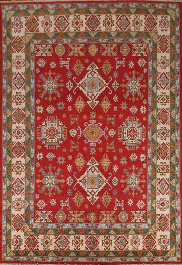 Geometric Kazak Red Area Rug 8x10
