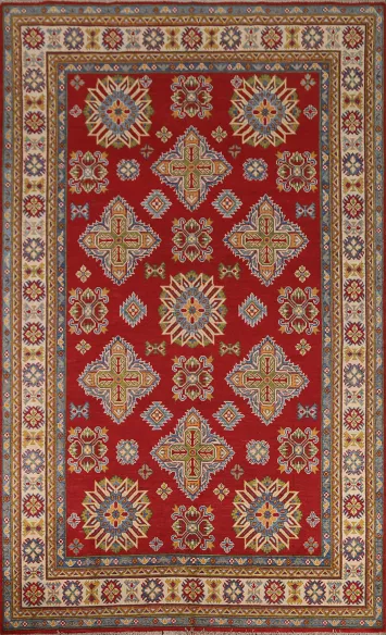 Red Wool Kazak Hand-Knotted Area Rug 7x10