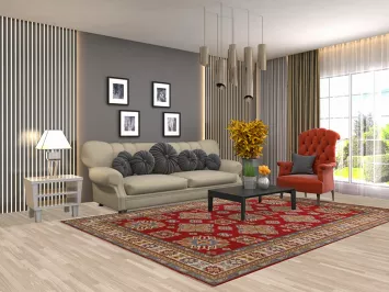 Red Wool Kazak Hand-Knotted Area Rug 7x10