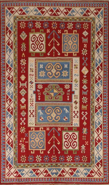 Geometric Kazak Oriental Area Rug 7x10