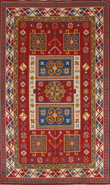 Geometric Kazak Oriental Area Rug 7x10