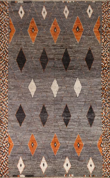 Gray Moroccan Oriental Area Rug 7x10