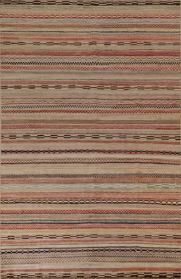 Striped Gabbeh Kashkoli Oriental Area Rug 7x10