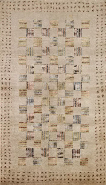 Checkered Gabbeh Kashkoli Area Rug 4x6