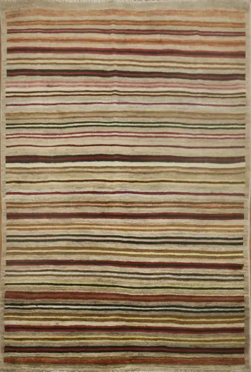 Striped Gabbeh Kashkoli Wool Area Rug 3x5