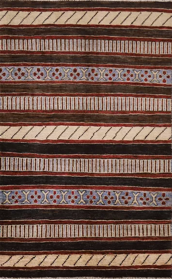 Striped Gabbeh Kashkoli Area Rug 3x5
