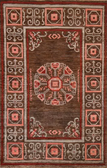 Brown Wool Gabbeh Kashkoli Oriental Area Rug 4x6