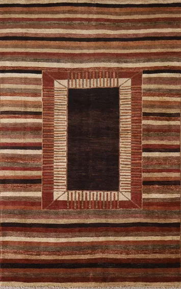 Striped Gabbeh Kashkoli Oriental Area Rug 4x6