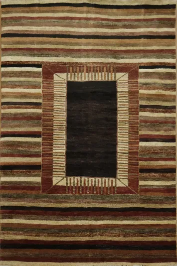 Striped Gabbeh Kashkoli Oriental Area Rug 4x6