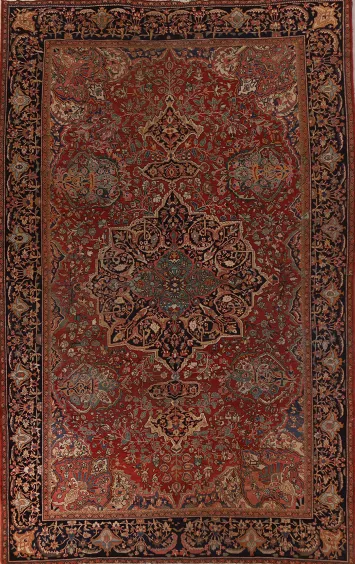 Pre-1900 Antique Sarouk Farahan Persian Vegetable Dye Rug 10x13