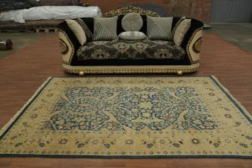 Classic Beige and Blue Ziegler Rug for a Sophisticated Look 6x9