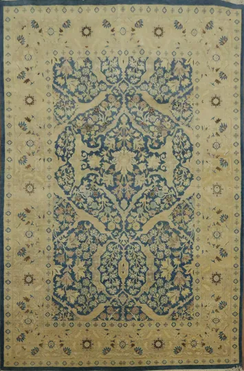 Classic Beige and Blue Ziegler Rug for a Sophisticated Look 6x9