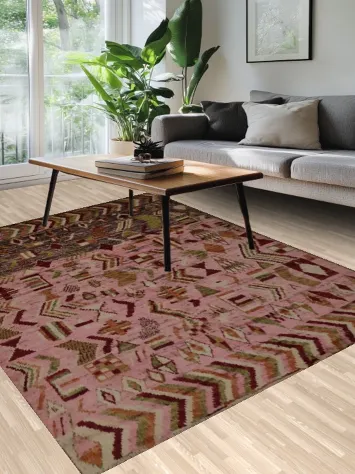 Unique Ethnic Pink Moroccan Area Rug 7x9 to Transform Any Room