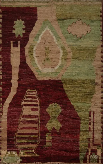 Earthy Toned Moroccan Area Rug 6x9 with Bold Geometric Design