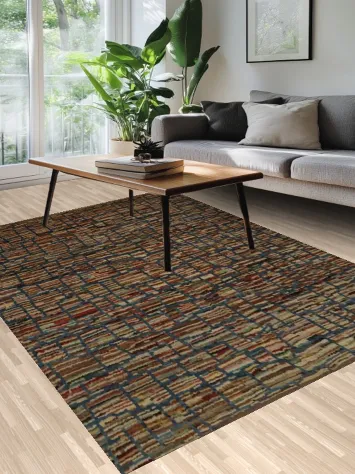 Stone Pattern Moroccan Area Rug 7x10 for Contemporary Homes