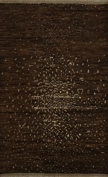 Luxurious Dark Toned Moroccan Area Rug 7x10 with Abstract Pattern