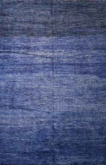 Chic Blue Tones Handmade Gabbeh Wool Rug for a Stylish Home Space 6x10 ft
