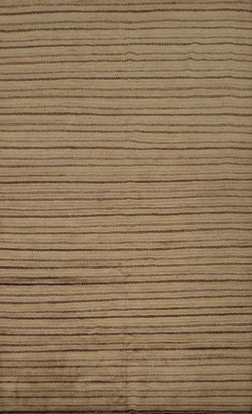 Beige and Brown Stripes Modern Gabbeh Kashkoli Area Rug 7x10