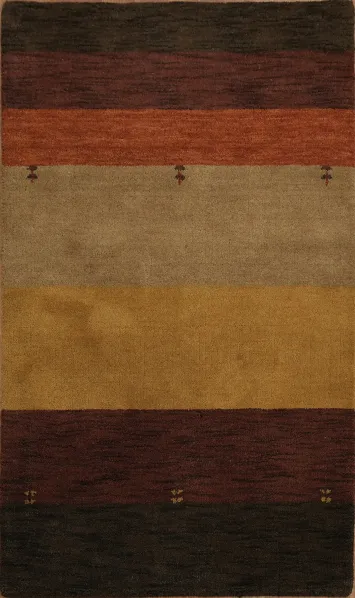 Striped Modern Gabbeh Wool Area Rug 3x5