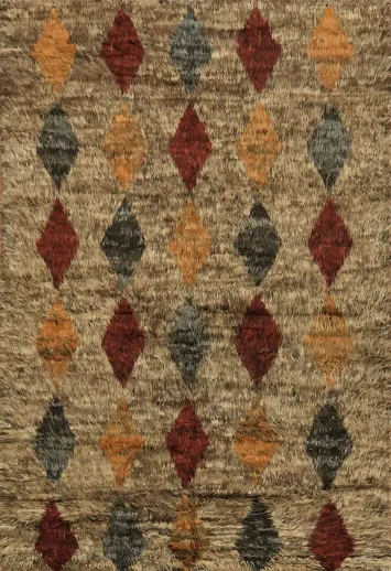 Bohemian Earth Tone Rug Featuring Classic Diamond Design 6x9
