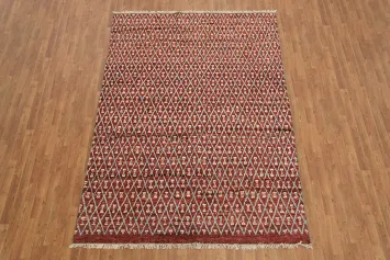 Elegant Diamond Pattern Rug in Rich Terracotta Hues for Living Spaces 7x10