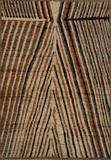 Sophisticated Striped Moroccan Area Rug 8x10 with Modern Flair