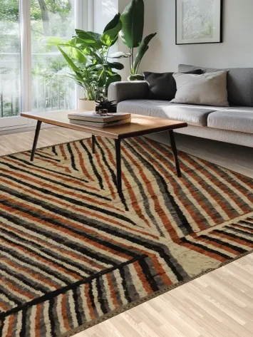 Sophisticated Striped Moroccan Area Rug 8x10 with Modern Flair