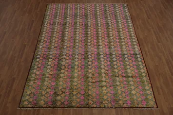 Handcrafted Moroccan Area Rug 9x12 with Bright Cheerful Diamond Patterns