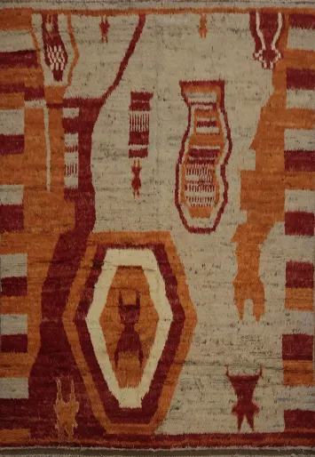 Rustic Moroccan Area Rug 8x10 with Bohemian Tribal Elements