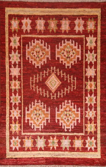 Red Moroccan Oriental Area Rug 6x8