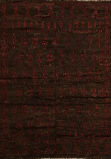 Elegant Dark Moroccan Berber Area Rug 8x10 with Geometric Patterns