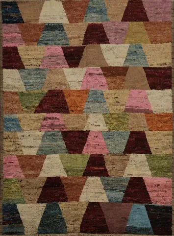 Vibrant Square Multi-Toned Geometric Moroccan Area Rug 9x9