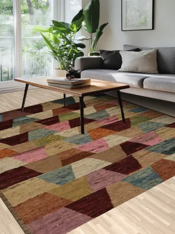 Vibrant Square Multi-Toned Geometric Moroccan Area Rug 9x9