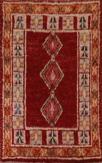 Red Moroccan Berber Tribal Area Rug 7x9