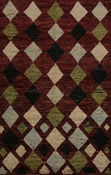 Bold Geometry Multi-Tone Diamond Moroccan Large Rug 10x14